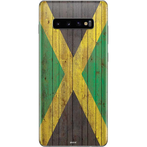 Jamaican Flag Dark Wood Galaxy S10 Plus Skin