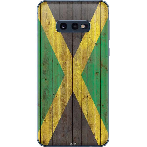 Jamaican Flag Dark Wood Galaxy S10e Skin
