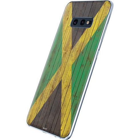 Jamaican Flag Dark Wood Galaxy S10e Skin