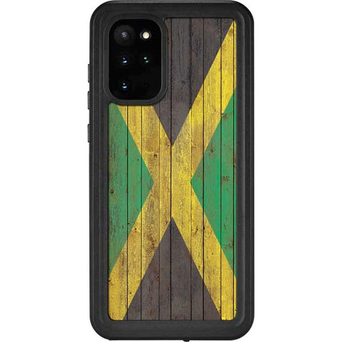 Jamaican Flag Dark Wood Galaxy S20 Plus Waterproof Case