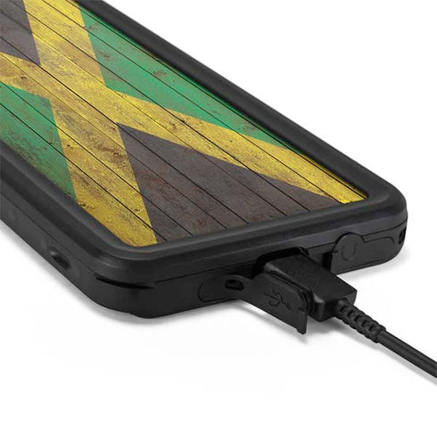 Jamaican Flag Dark Wood Galaxy S20 Plus Waterproof Case
