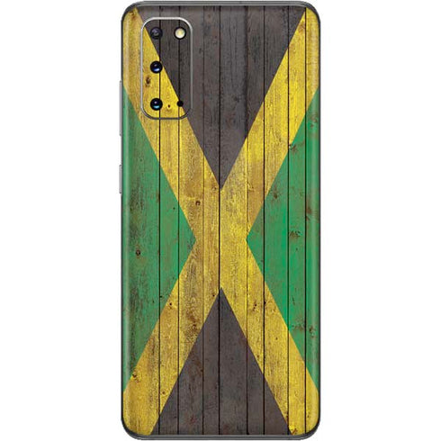 Jamaican Flag Dark Wood Galaxy S20 Skin