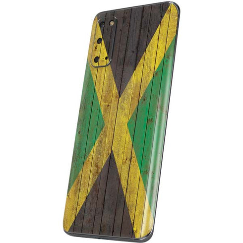 Jamaican Flag Dark Wood Galaxy S20 Skin