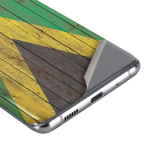 Jamaican Flag Dark Wood Galaxy S20 Skin