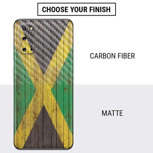 Jamaican Flag Dark Wood Galaxy S20 Skin