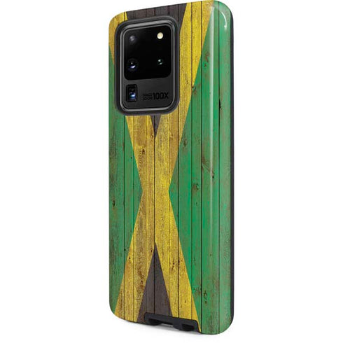 Jamaican Flag Dark Wood Galaxy S20 Ultra 5G Pro Case
