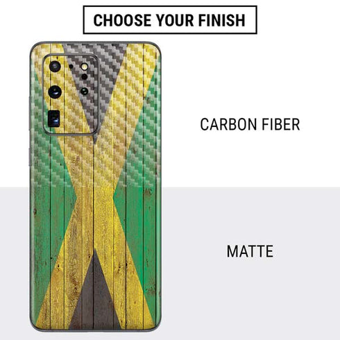 Jamaican Flag Dark Wood Galaxy S20 Ultra 5G Skin
