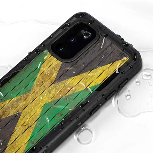 Jamaican Flag Dark Wood Galaxy S20 Waterproof Case