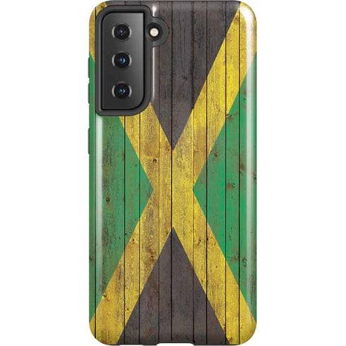 Jamaican Flag Dark Wood Galaxy S21 5G Pro Case