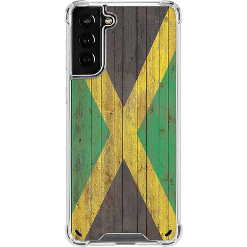 Jamaican Flag Dark Wood Galaxy S21 Plus 5G Clear Case