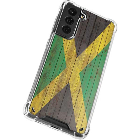 Jamaican Flag Dark Wood Galaxy S21 Plus 5G Clear Case