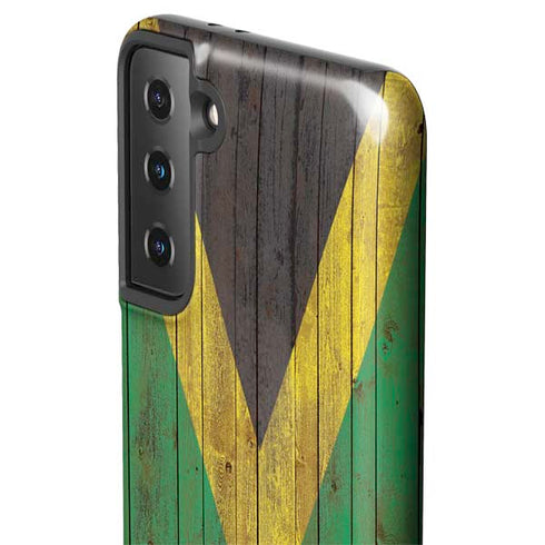 Jamaican Flag Dark Wood Galaxy S21 Plus 5G Pro Case