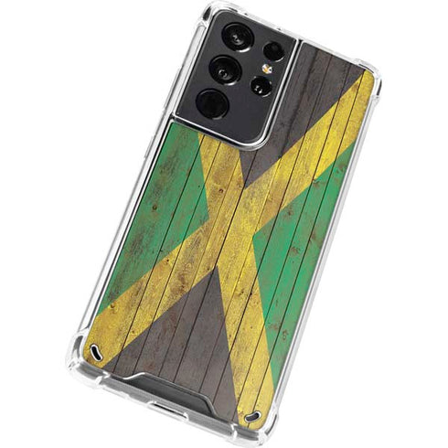 Jamaican Flag Dark Wood Galaxy S21 Ultra 5G Clear Case