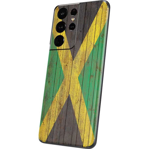 Jamaican Flag Dark Wood Galaxy S21 Ultra 5G Skin