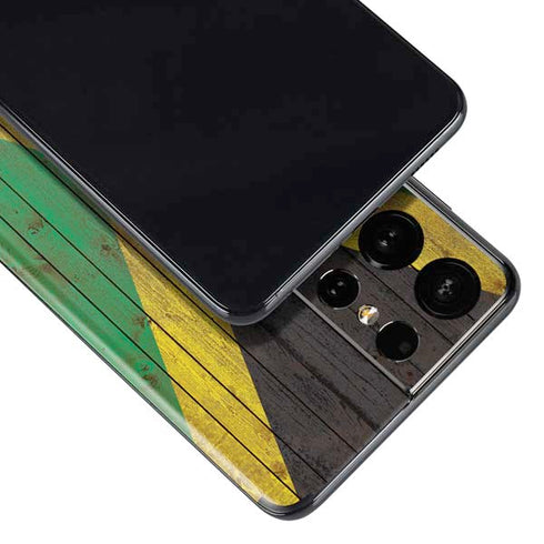 Jamaican Flag Dark Wood Galaxy S21 Ultra 5G Skin