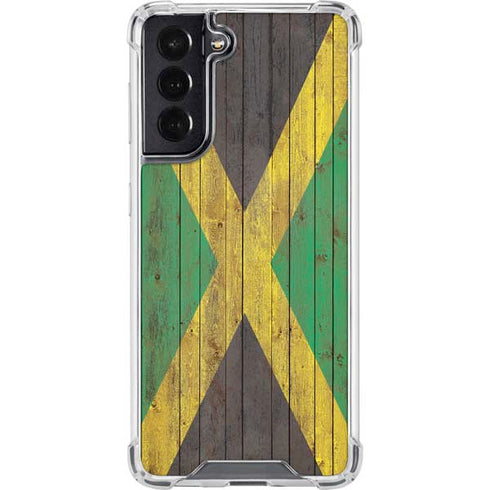 Jamaican Flag Dark Wood Galaxy S22 Clear Case
