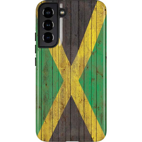Jamaican Flag Dark Wood Galaxy S22 Plus Pro Case