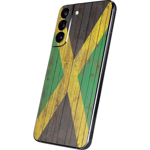 Jamaican Flag Dark Wood Galaxy S22 Plus Skin