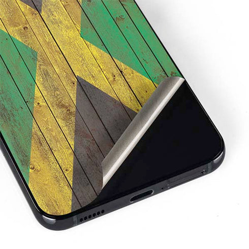 Jamaican Flag Dark Wood Galaxy S22 Plus Skin