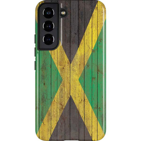 Jamaican Flag Dark Wood Galaxy S22 Pro Case