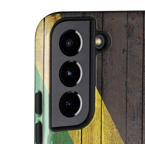 Jamaican Flag Dark Wood Galaxy S22 Pro Case