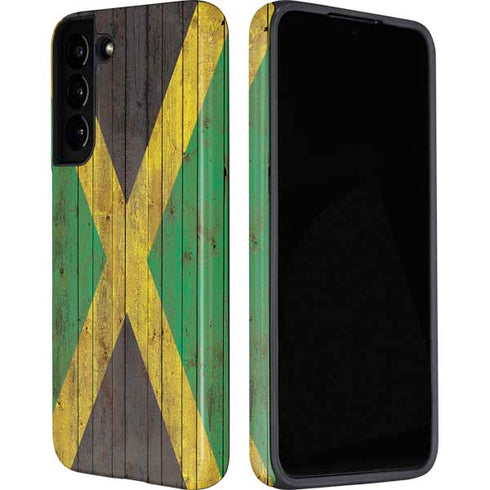Jamaican Flag Dark Wood Galaxy S22 Pro Case