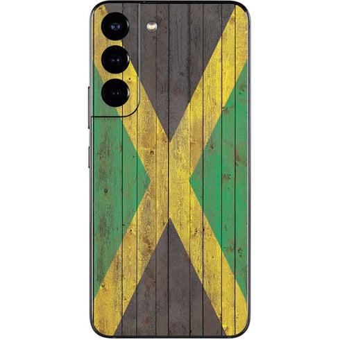 Jamaican Flag Dark Wood Galaxy S22 Skin
