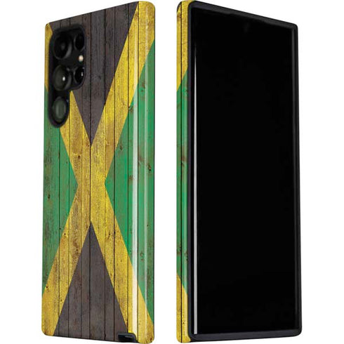 Jamaican Flag Dark Wood Galaxy S22 Ultra Pro Case