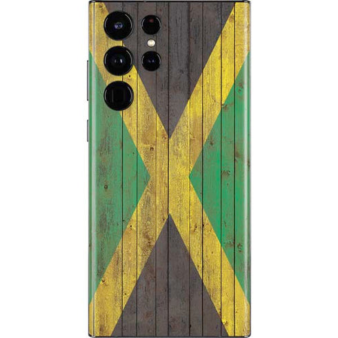 Jamaican Flag Dark Wood Galaxy S22 Ultra Skin