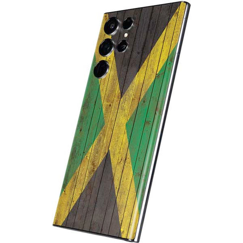 Jamaican Flag Dark Wood Galaxy S22 Ultra Skin