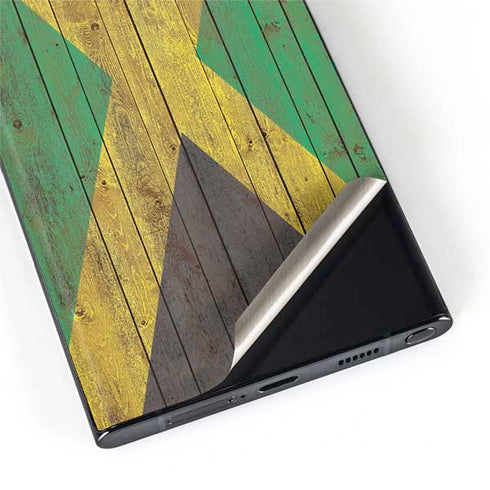 Jamaican Flag Dark Wood Galaxy S22 Ultra Skin