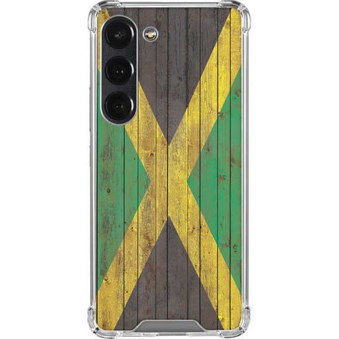 Jamaican Flag Dark Wood Galaxy S23 Clear Case