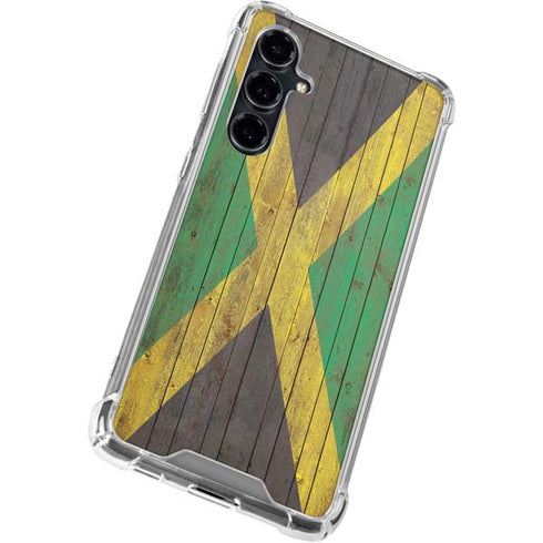 Jamaican Flag Dark Wood Galaxy S23 FE Clear Case