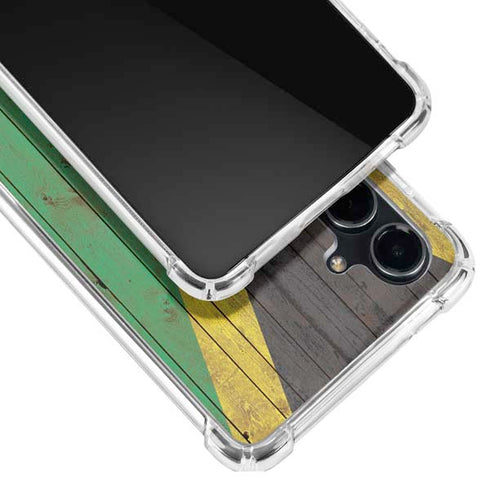 Jamaican Flag Dark Wood Galaxy S23 FE Clear Case
