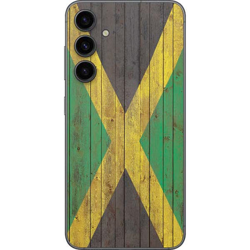 Jamaican Flag Dark Wood Galaxy S23 FE Skin