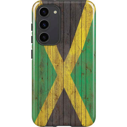 Jamaican Flag Dark Wood Galaxy S23 Plus Pro Case