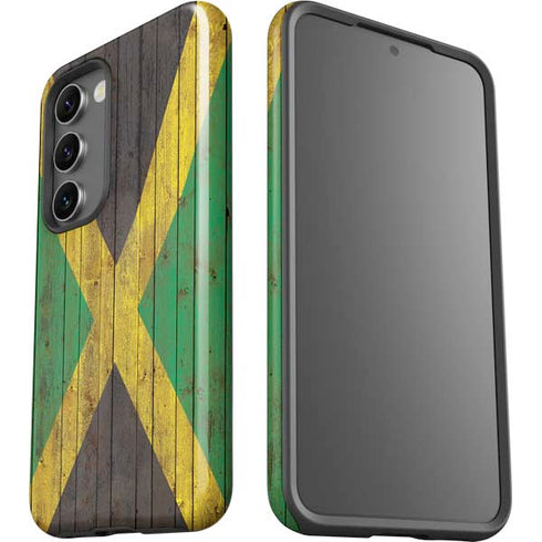 Jamaican Flag Dark Wood Galaxy S23 Plus Pro Case