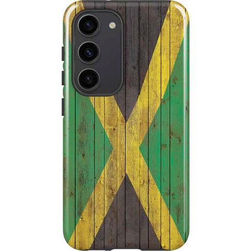 Jamaican Flag Dark Wood Galaxy S23 Pro Case