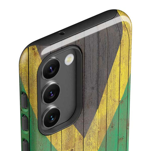 Jamaican Flag Dark Wood Galaxy S23 Pro Case