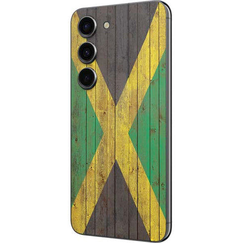 Jamaican Flag Dark Wood Galaxy S23 Skin