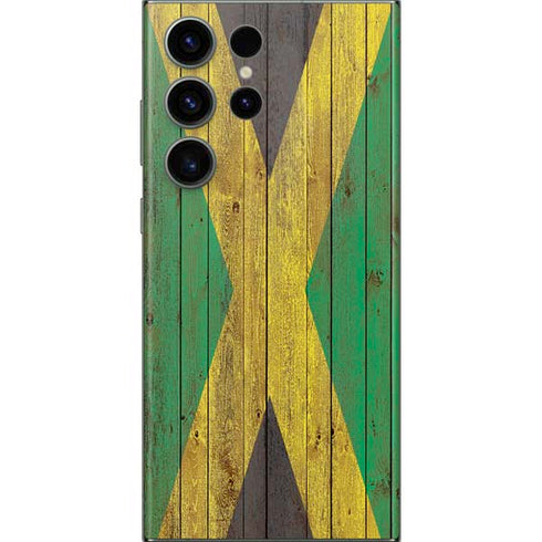 Jamaican Flag Dark Wood Galaxy S23 Ultra Skin