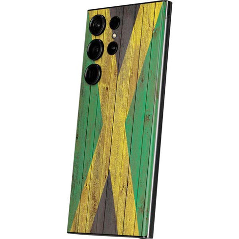Jamaican Flag Dark Wood Galaxy S23 Ultra Skin