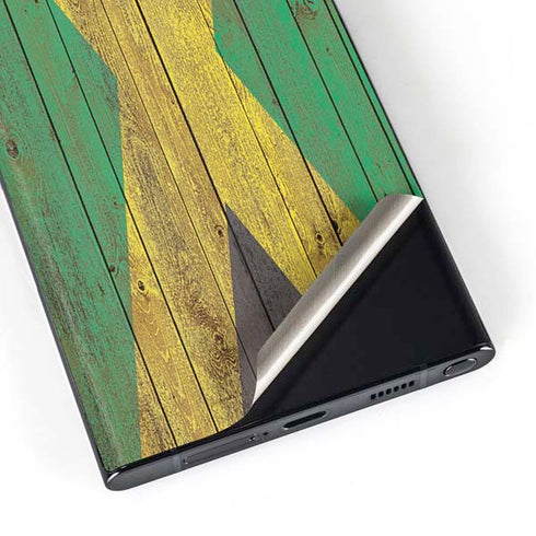 Jamaican Flag Dark Wood Galaxy S23 Ultra Skin