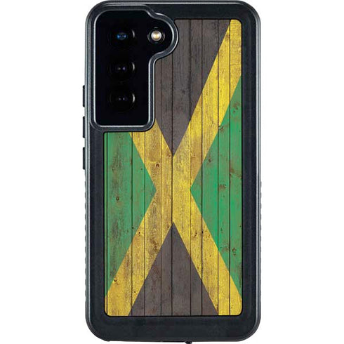 Jamaican Flag Dark Wood Galaxy S23 Waterproof Case