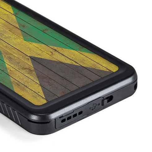 Jamaican Flag Dark Wood Galaxy S23 Waterproof Case