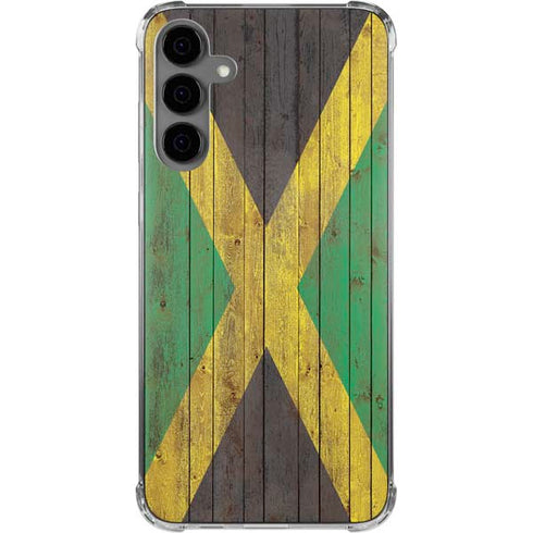 Jamaican Flag Dark Wood Galaxy S24 Plus Clear Case