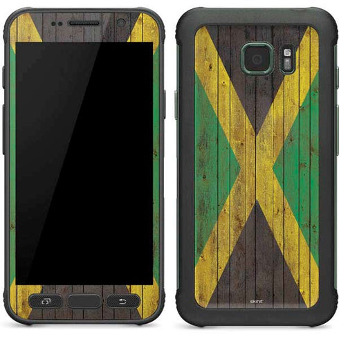 Jamaican Flag Dark Wood Galaxy S7 Active Skin