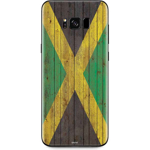Jamaican Flag Dark Wood Galaxy S8 Skin