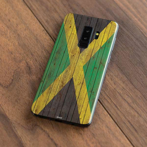 Jamaican Flag Dark Wood Galaxy S9 Plus Skin