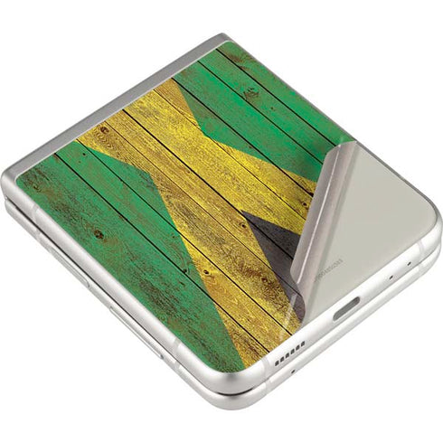 Jamaican Flag Dark Wood Galaxy Z Flip3 5G Skin